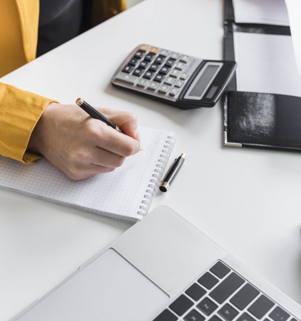 high-angle-woman-office-working
